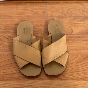 Everlane Tan Cross-Band Slide Sandals in Size 6